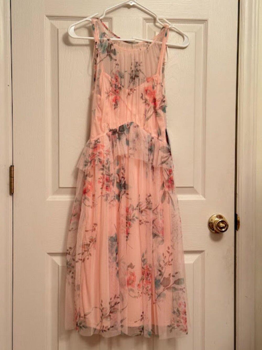 Pink Floral Midi Dress